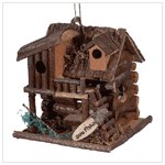 WOOD FISHING CABIN BIRDHOUSE