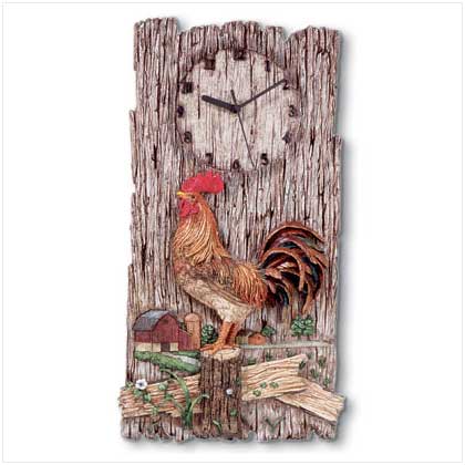 ROOSTER PLAQUE WITH CLOCK