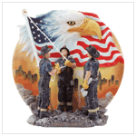 FIREMAN RAISING FLAG PLATE