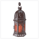 AMBER GLASS MOROCCAN LANTERN