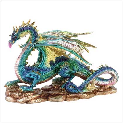 DRAGON ON ROCK FIGURINE