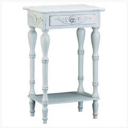 CARVED WHITE SIDE TABLE