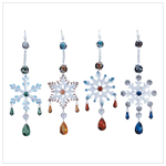 4 PC. JEWEL SNOWFLAKE ORNAMNTS
