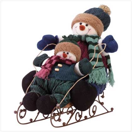 SNOWMAN KIDS ON SLEIGH