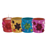 4 PC. FLOWERS VOTIVE HOLDERS