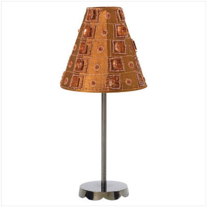 CANDLE LAMP W/METAL STAND-BRWN