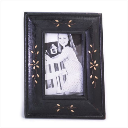 BRASS INLAY WOOD PHOTO FRAME