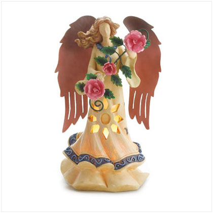 ETHEREAL LIGHTED ANGEL W/ ROSE