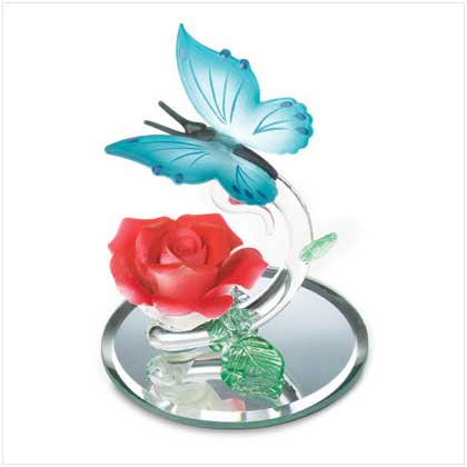 GLASS BUTTERFLY & ROSE