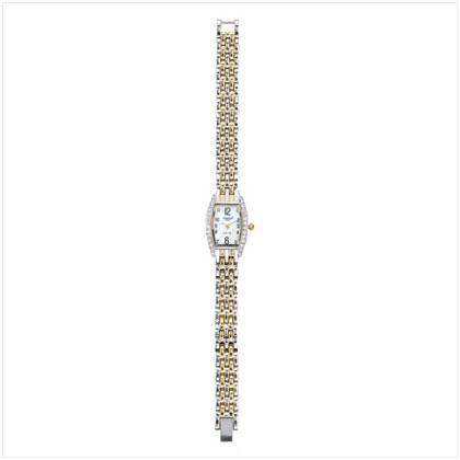 2 TONE LINK BAND JEWEL WATCH
