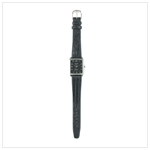 BLACK LEATHER EMBOSS BAND WTCH