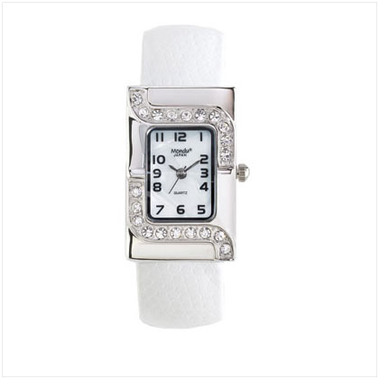 WHITE SILVER CASE CUFF WATCH