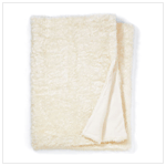 WHITE FULL SZ FAUX FUR BLANKET