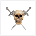 SKULL W/ 2 METAL SWORDS