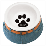 BLUE JEAN CERAMIC PET BOWL