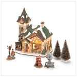 6PC LIGHTED CHURCH VILLAGE