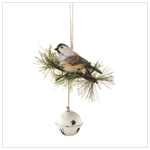 CHICKADEE ON BELL ORNAMENT
