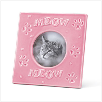 PINK STONEWARE CAT FRAME