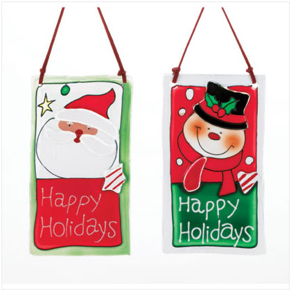 2 PC. HOLIDAY HANGING PLAQUES