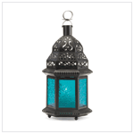 BLUE GLASS MOROCCAN LANTERN