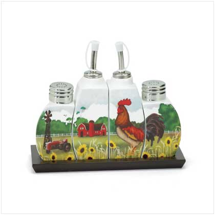 COUNTRY ROOSTER CRUET SET