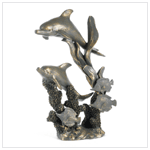 ANTIQUED DOLPHINS STATUE