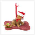 XMAS PUPPY W/BONE ORNAMENT