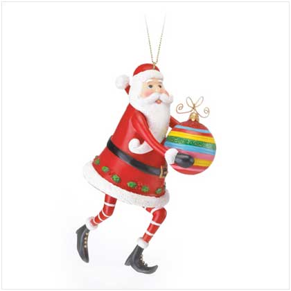 SANTA WITH STRIPED ORNAMENT