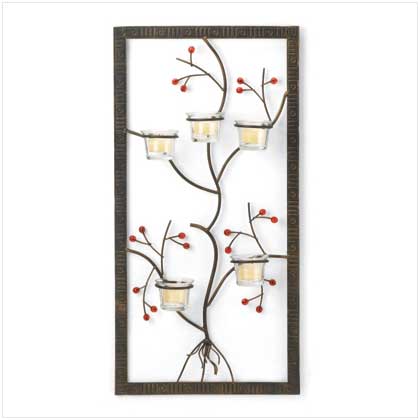 FRAMED METAL TREE CANDLEHOLDER