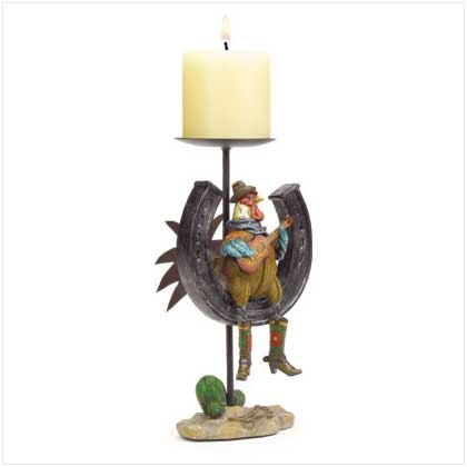 COWBOY ROOSTER CANDLEHOLDER