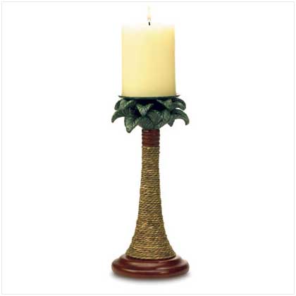 PALM TREE RATTAN CANDLEHOLDERS