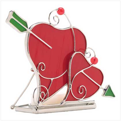 STAINED GLASS HEART CANDLEHOLD