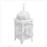 WHITE SCROLLWORK CANDLE LANTRN
