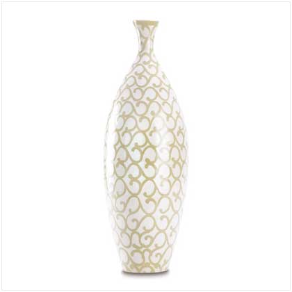 TALL IVORY SCROLLWORK VASE