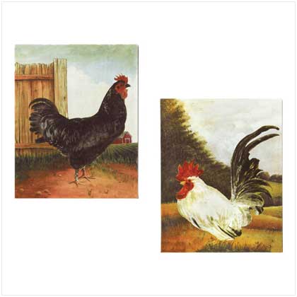 CANVAS ROOSTER PRINT SET