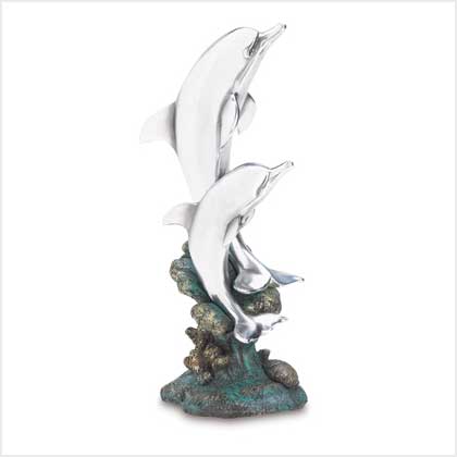 SILVER DOLPHIN STATUE