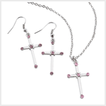 CROSS NECKLACE & EARRING SET