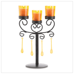 BEADED AMBER CANDELABRA