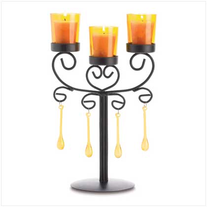 BEADED AMBER CANDELABRA