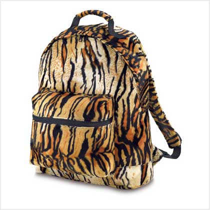 TIGER PRINT PLUSH BACKPACK