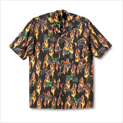 MOTORCYCLE MEN'S CAMP SHIRT L