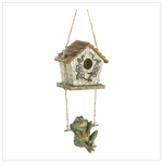 SWINGING FROG BIRDHOUSE