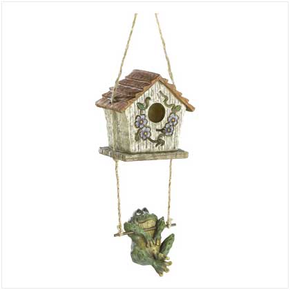 SWINGING FROG BIRDHOUSE