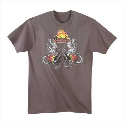 FLAMING GUITAR T-SHIRT - L