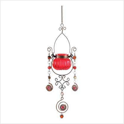 RED JEWELED CANDLEHOLDER