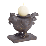 RUSTY ROOSTER CANDLEHOLDER