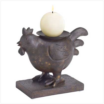 RUSTY ROOSTER CANDLEHOLDER