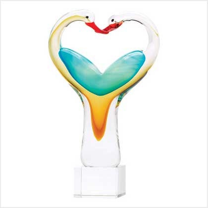 LOVE BIRDS ART-GLASS SCULPTURE