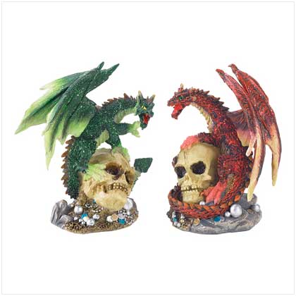 FIRE AND EARTH DRAGON STATUES