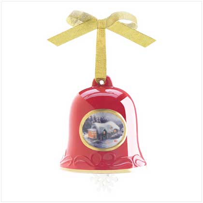 THOMAS KINKADE RED BELL ORNAMT